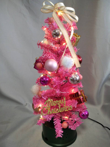 Pink 35cm rotating mini Christmas tree