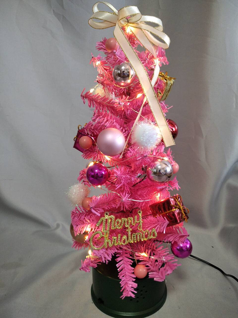 Pink 35cm rotating mini Christmas tree