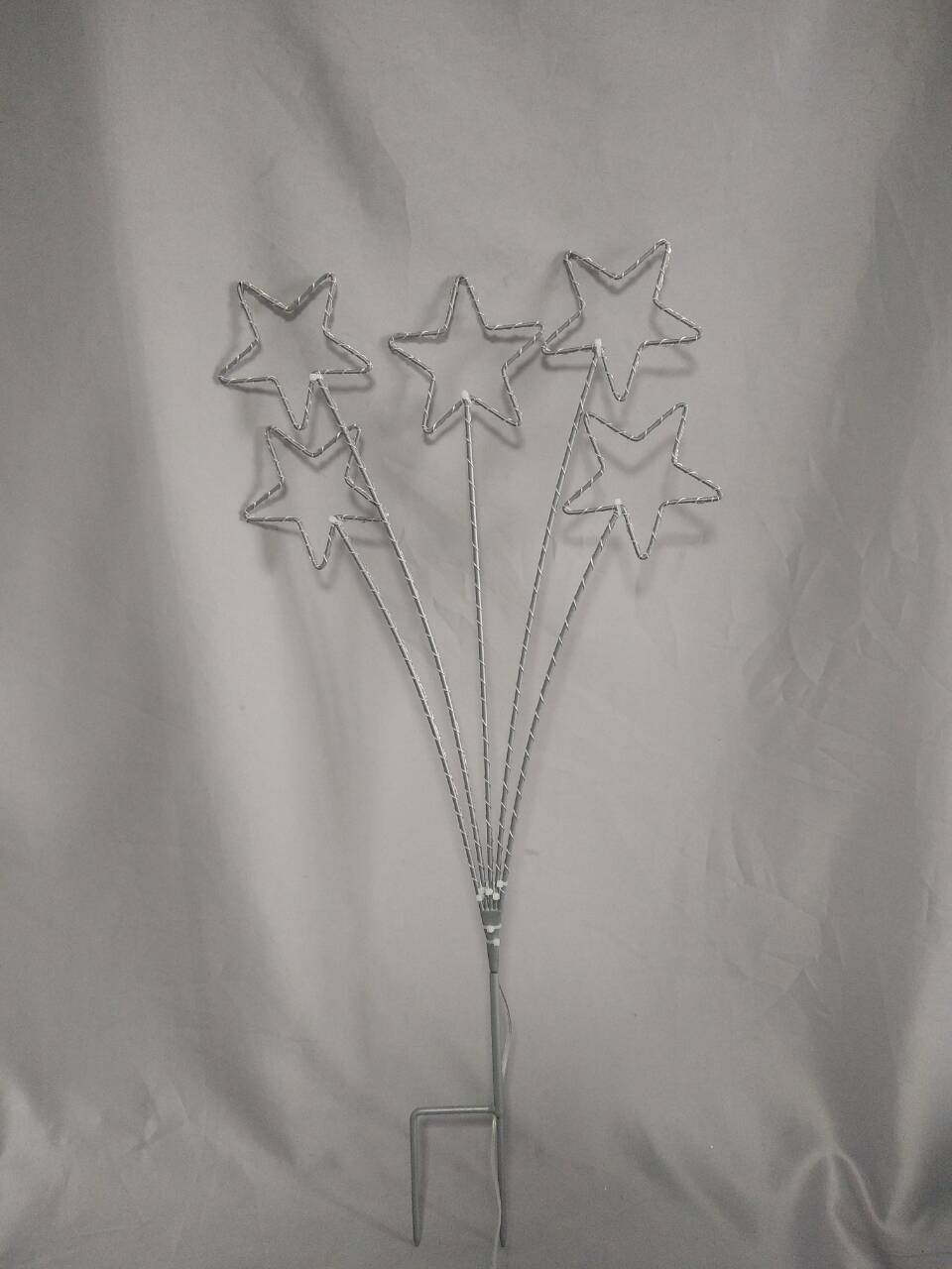 5-Piece Five-Pointed Star Ground Stake Flower Bouquet Lights - 264 Warm White LEDs per Set for Enchanting Garden/Pathway Decorative Illumination