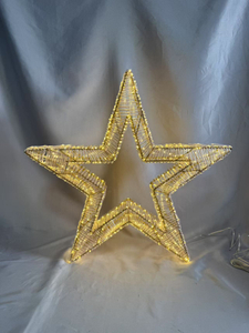 60cm Iron-Frame 5-Point Star Tube Light with 580 Warm White LEDs & Twinkling Bulbs - Dynamic Starburst Illumination for Indoor/Outdoor Festive Decor