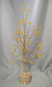 60cm Gold Round Bead Golden Tree Lamp with Wooden Rotating Base
