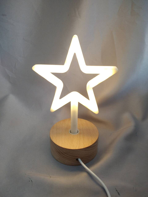 Wooden base pentagram lamp