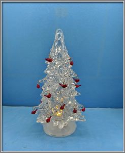 Acrylic clear Christmas tree with robin