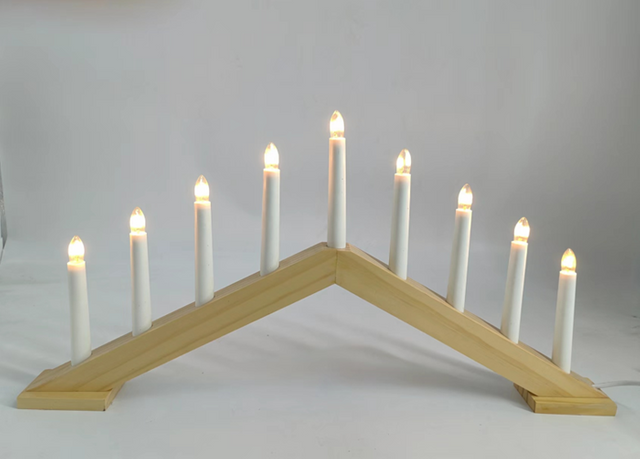 9 LEDs Wooden Candle Bridge Light