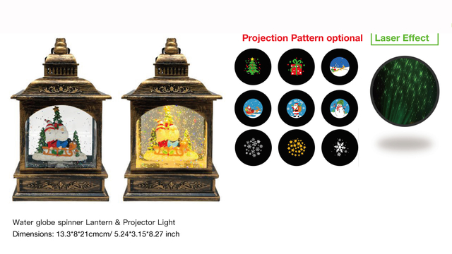Acrylic Water globe spinner Lantern & Projector Light Skiing Santa Claus SR - 34