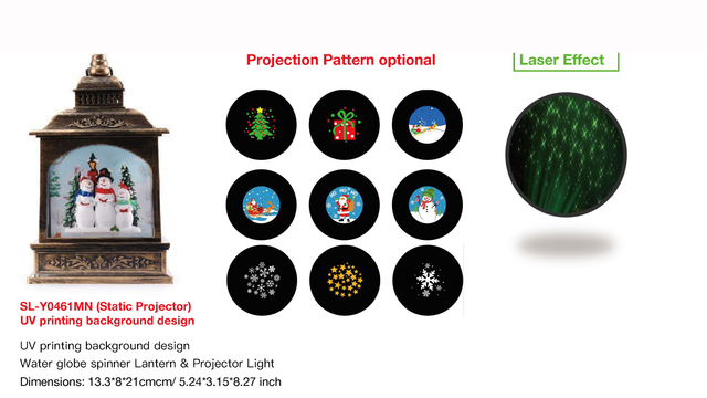 Acrylic Water globe spinner lantern & Projector Light Snowmen SR - 27