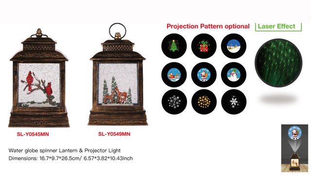 Acrylic Water globe spinner Lantern & Projector Light Tow Red birds / Reindeers SR - 19