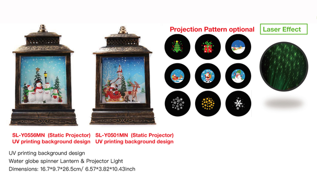 Acrylic Water globe spinner Lantern & Projector Light Snowmen Family / Santa Claus & Reindeer SR - 10