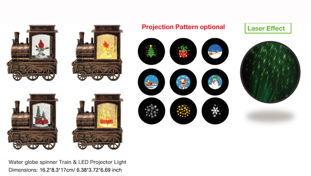 Acrylic Water globe spinner Train & LED Projector Light Red Bird / Car SR - 65