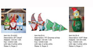 Dwarf & Gnomes w/tree & Bear Inflatable LED Lights