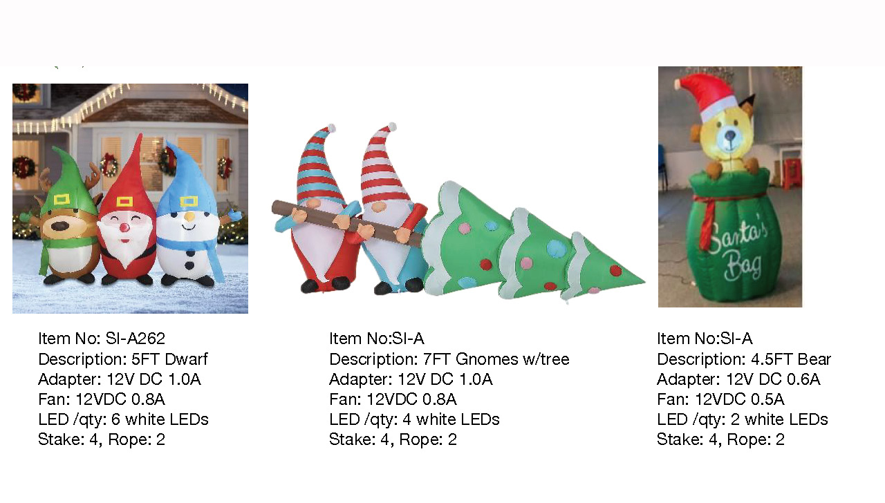 Dwarf & Gnomes w/tree & Bear Inflatable LED Lights
