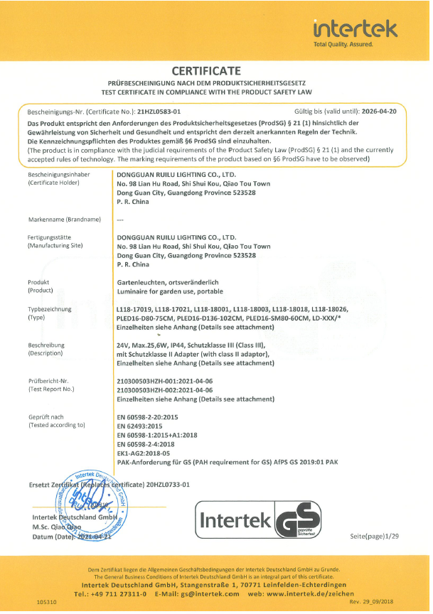 GS LED string lights certificate1