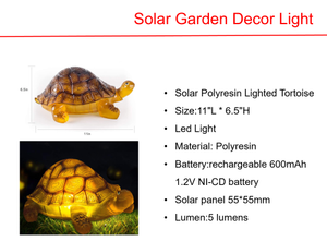 Solar LED Polyresin Lighted Tortoise