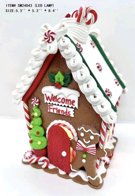 clay dough little gingerbread man standing in front of the house welcome friends- 21