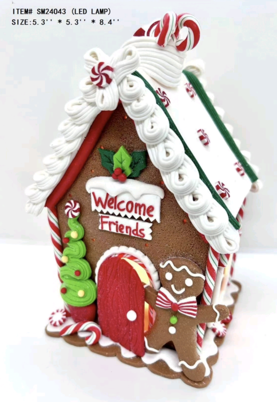 clay dough little gingerbread man standing in front of the house welcome friends- 21