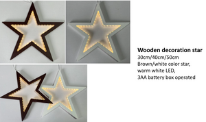 Wooden decoration star Light warm white 3