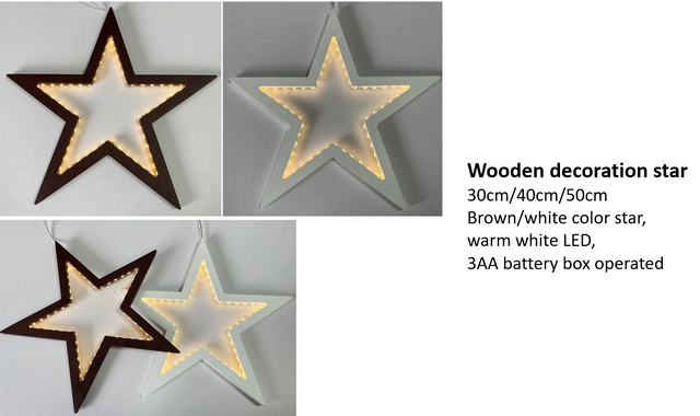 Wooden decoration star Light warm white 3