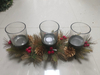 Candle Holder Three Glasses Red Balls & Gold Pine Cone - 7