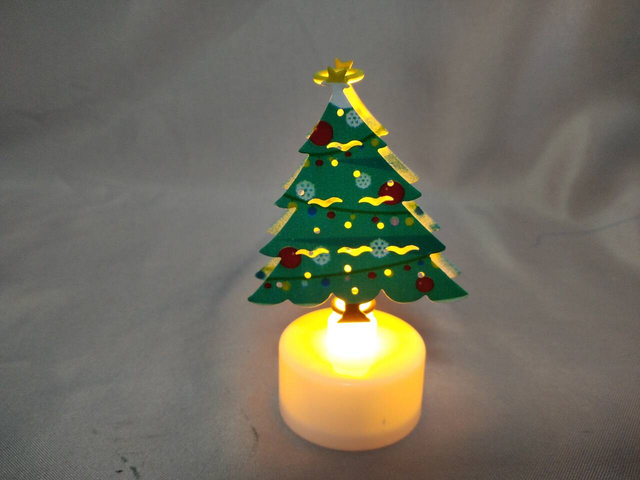 Christmas Tree-Shaped Tabletop Decorative Ornament (5.5×3.5×9cm), Button Cell Battery-Powered LED Light, Festive Holiday Accent