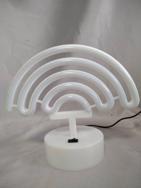 Rainbow-Shaped Neon Tube Light with 21×9×28cm White Round Base, Vibrant Colorful LED Decorative Lamp for Room Ambiance