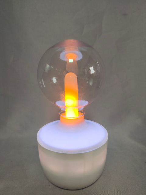 Flickering Flame-Shaped 7-Color Mood Lamp with Clear Glass Shade, Battery/USB Powered, Cozy Decorative Night Light