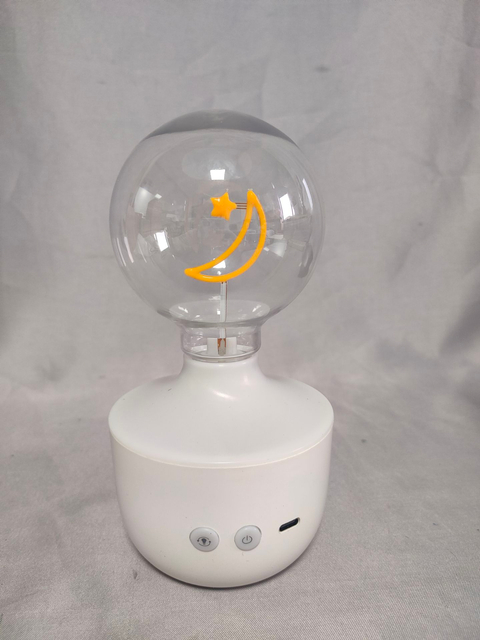 Star-Moon Themed 7-Color Ambient Table Lamp with Clear Glass Shade, Battery/USB Operated, Dreamy Decorative Light