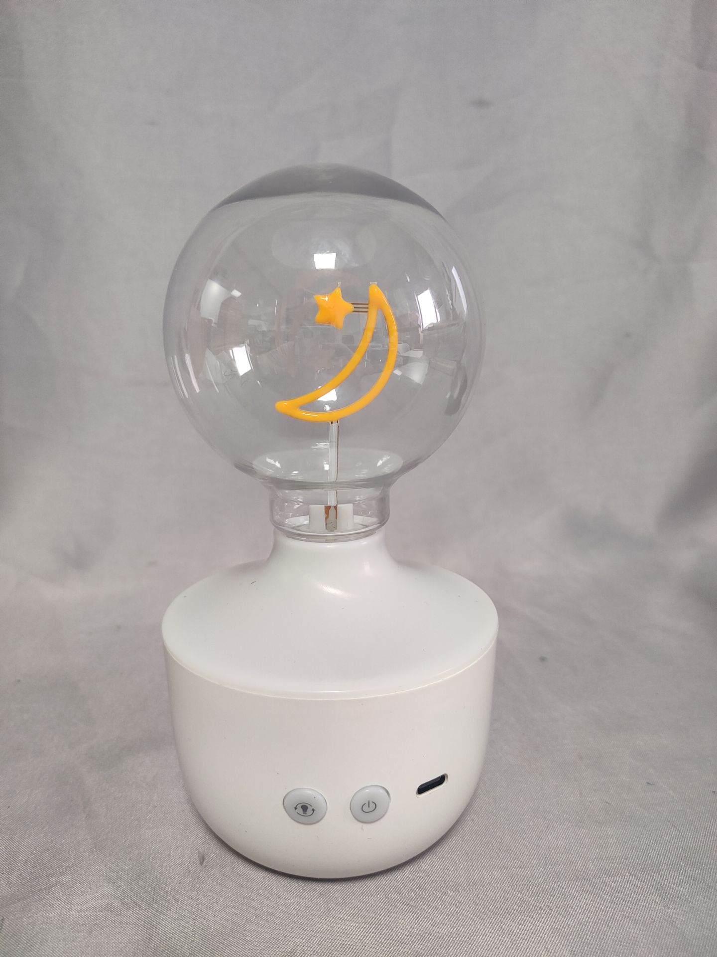 Star-Moon Themed 7-Color Ambient Table Lamp with Clear Glass Shade, Battery/USB Operated, Dreamy Decorative Light