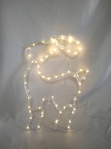 Reindeer-Shaped 59-Light Warm White LED String Light - Flexible Copper Wire Design, 31x44cm Size with 8 Dynamic Lighting Modes for Festive Decor