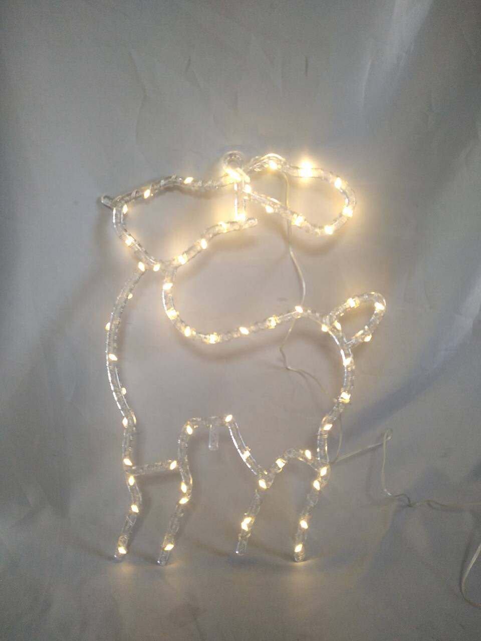 Reindeer-Shaped 59-Light Warm White LED String Light - Flexible Copper Wire Design, 31x44cm Size with 8 Dynamic Lighting Modes for Festive Decor
