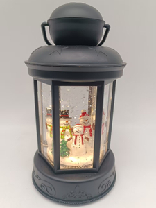 Patterned small cylindrical lamp + 5 pcs snowman interior decorations