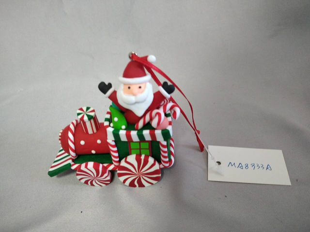 Handcrafted Bread Clay Christmas Santa Train Ornament (No Lights) | 8.5×4×9cm Miniature Decor