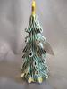 Green Striped Christmas Tree with Yellow Star Topper | 8cm Width × 21cm Height | Warm White 10-LED Fairy Lights | LR44×3 Battery Powered (30-Day Runtime) | Built-in Insulation Tab for Safe Storage