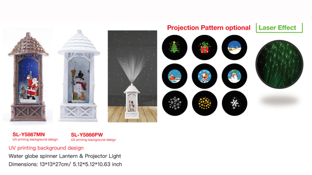 Acrylic Water globe spinner Lanter & Projector Light Santa Claus / Snowman SR - 42