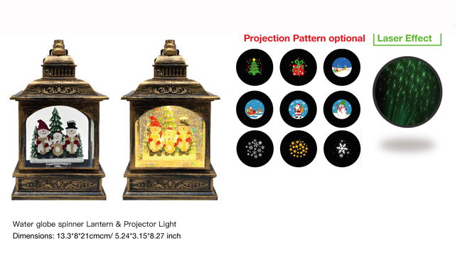 Acrylic Water globe spinner Lantern & Projector Light Snowmen & Joy SR - 35