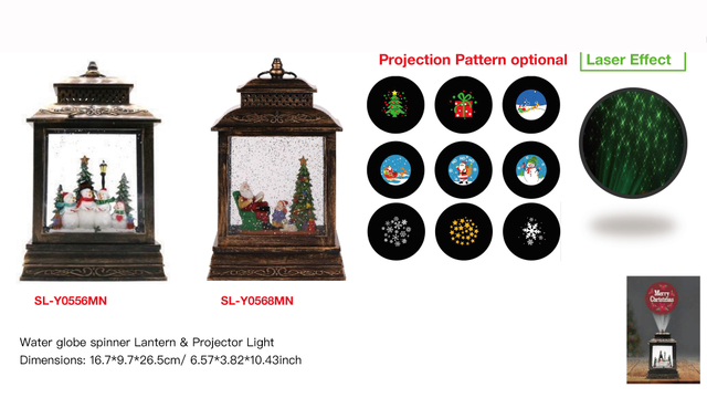 Acrylic Water globe spinner Lantern & Projector Light Snowmen / Santa Claus & Kid SR - 21