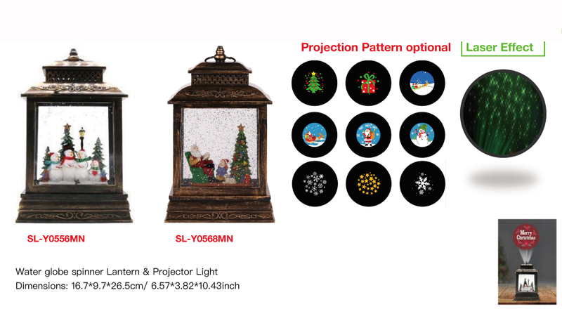 Acrylic Water globe spinner Lantern & Projector Light Snowmen / Santa Claus & Kid SR - 21
