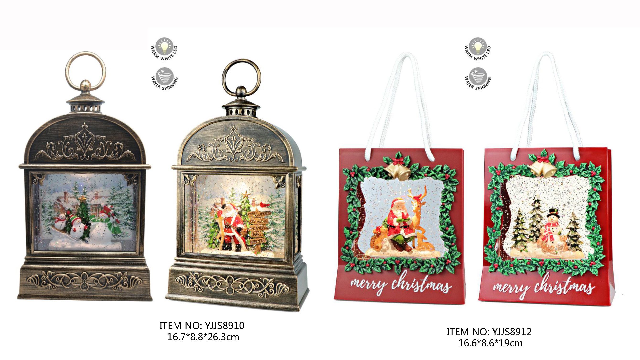 Acrylic Water spinning Light Skiing Snowmen / Santa Claus / Santa Claus & Reindeer /Snowmen & Animas lSJ - 3