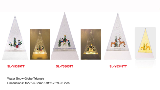 Acrylic Water Snow Globe Triangle Snowman/Reindeer SR - 115