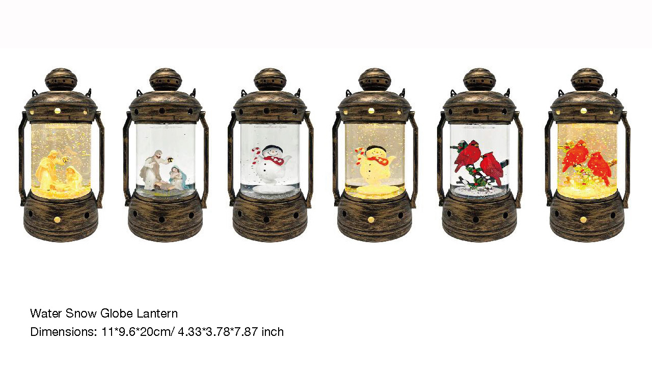 Acrylic Water Snow Globe Lantern Virgin Mary/Snowman/Red Birds SR - 106
