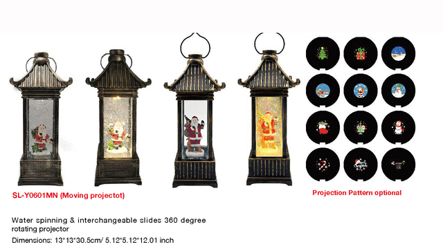 Acrylic Water spinning & interchangeable slides 360 degree rotating projector Santa Claus SR - 60
