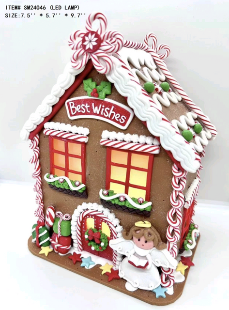 Clay Dough Little Angel Standing in Front of The House with Best Wishes Light - 22