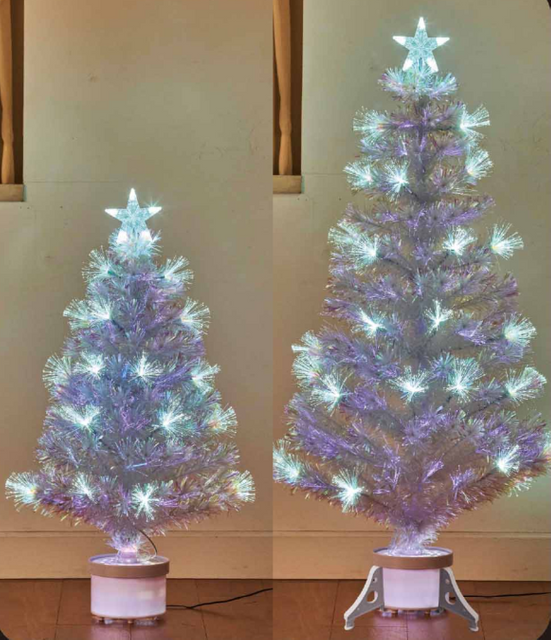 X'mas White color Crystal Fiber tree Light with round basin