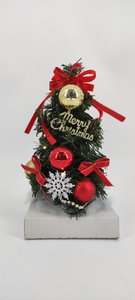 X'mas Green Mini Tree with wooden basin +Red ball/Red belt - 23