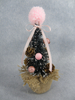 X'mas Green Mini Tree with top cotton Pink ball+ white flocking with fabric basin +col. ball/pine cone/leaf - 6