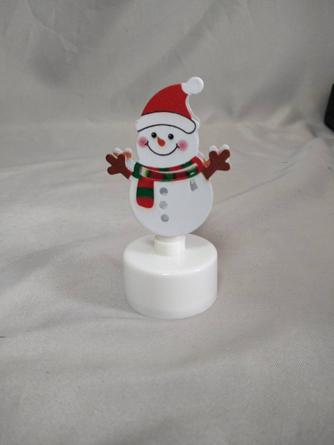 Snowman-Shaped Tabletop Decorative Ornament (4.5×3.5×9cm), Button Cell Battery-Powered LED Light, Cute Winter-Themed Accent