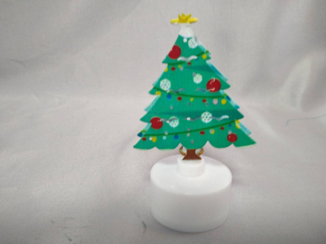Christmas Tree-Shaped Tabletop Decorative Ornament (5.5×3.5×9cm), Button Cell Battery-Powered LED Light, Festive Holiday Accent