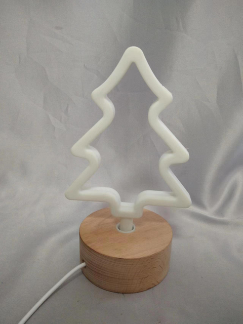 Wooden based Christmas tree shaped lamp