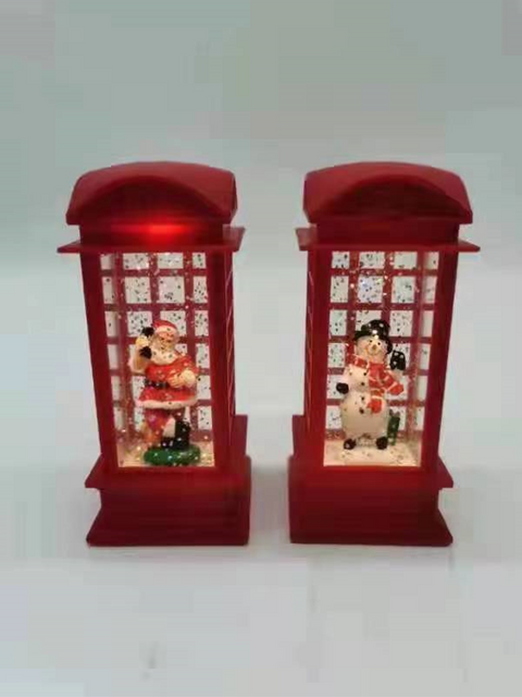 Acrylic phone booth water light Santa Claus & Snowman