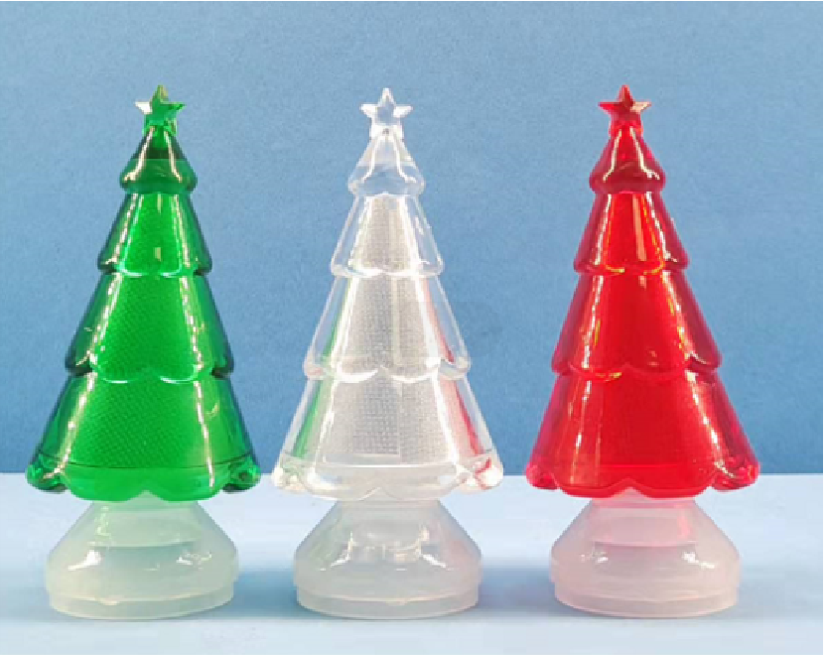 Acrylic Christmas tree lighting green white & red