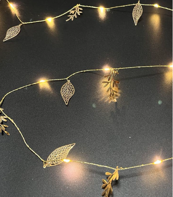 2M 20LEDs Metal Leaves String Light